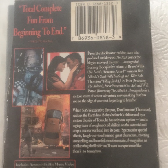 VTG  VHS#15416 ARMAGEDDON Bruce Willis 1996/97 With Aerosmith’s Music Video - Picture 3 of 6